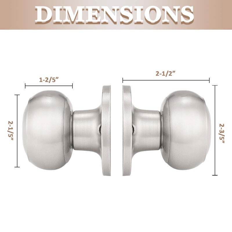 Probrico 5 Pack Classic Closet Door Knobs Dummy Door Knob, Individual Non-Turning Dummy Door Knob Single Side, Satin Nickel Interior Door Knobs, Easy Installation - Image 4